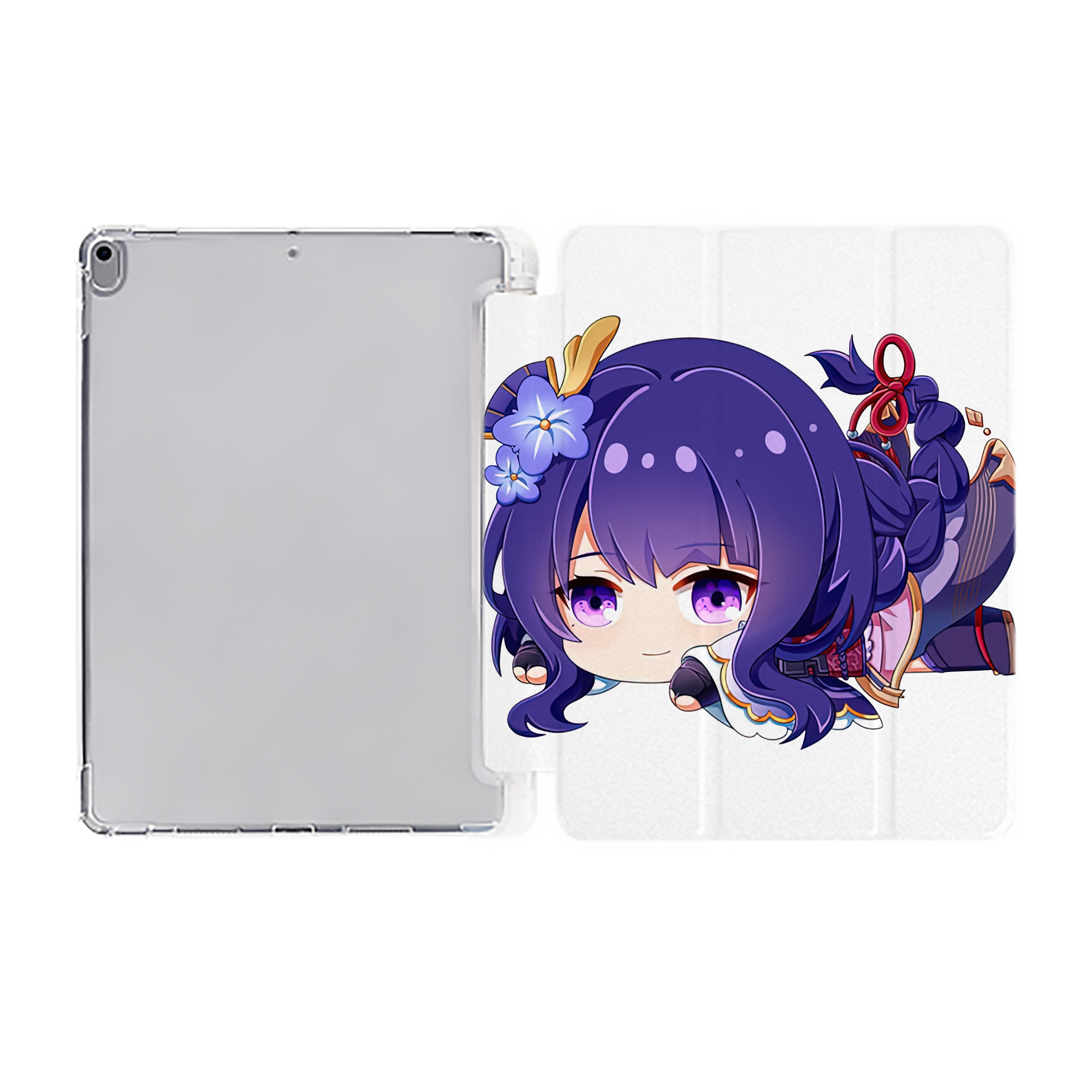げんし神 雷電将軍 らいでんしょうぐん genshin Raiden Shogun IPad ケース ペン収納付き 三つ折りスタンド PUレザー×シリコン 対応機種9.5/10.5/10.9インチ